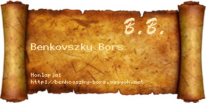 Benkovszky Bors névjegykártya